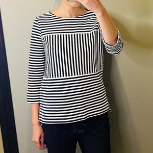 Madewell Gallerist Ponte Top Nautical Stripe XS Madewell Black and White Stripe